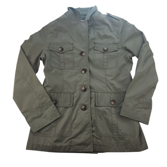 Michael Kors Jacket Womens Medium Olive Green Cargo Rain Spring Fall Military - Picture 5 of 16